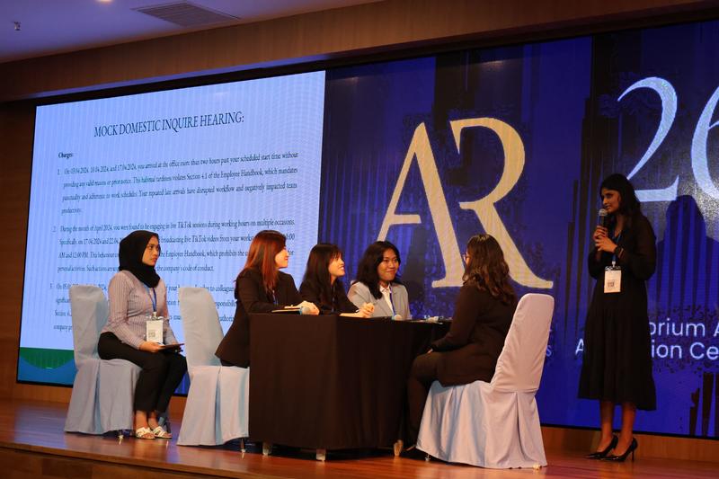 Mock domestic inquiry hearing workshop on stage at HR Transform 2024