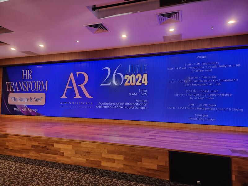 HR Transform 2024 conference stage at the Asian International Arbitration Centre